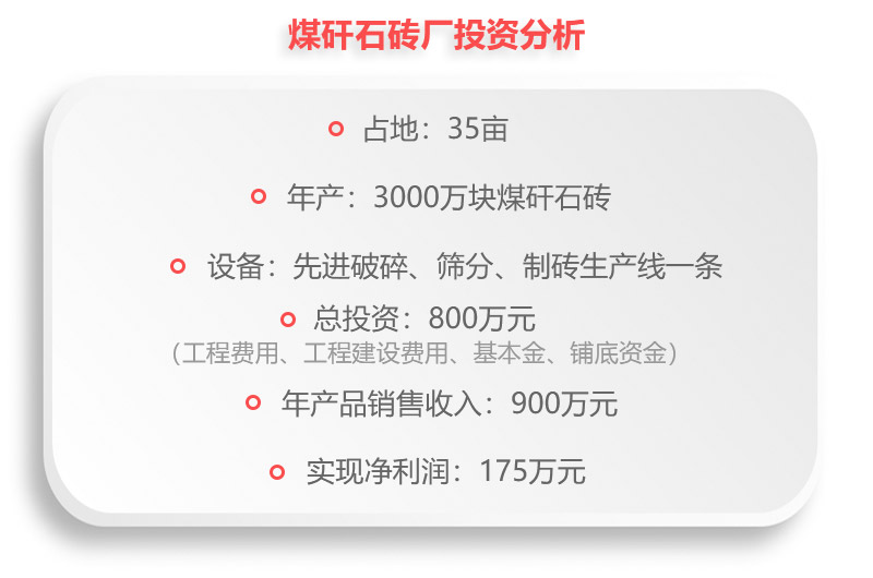 煤矸石磚廠投資分析，利潤(rùn)一覽表